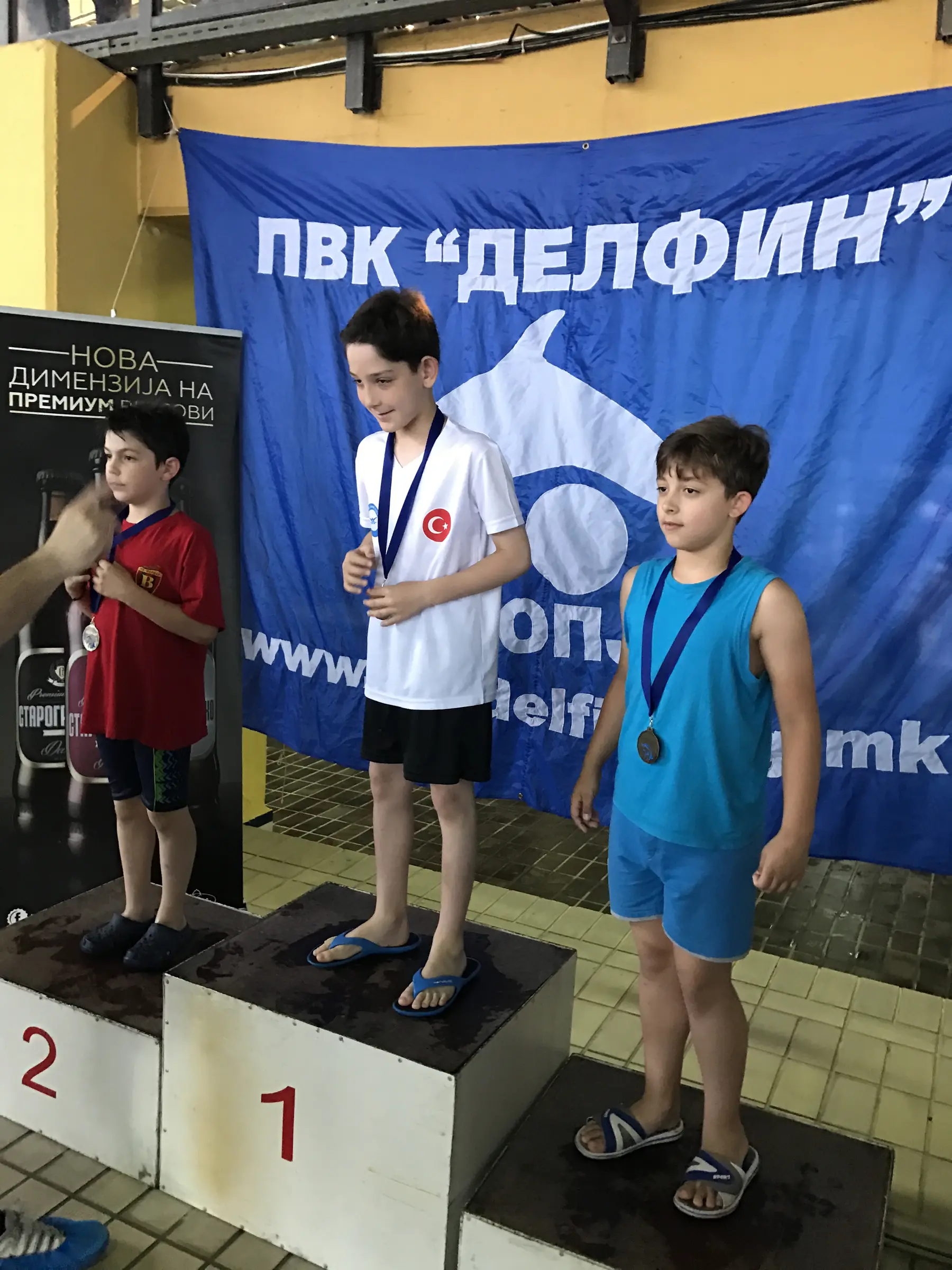 Athletes on the podium after the race