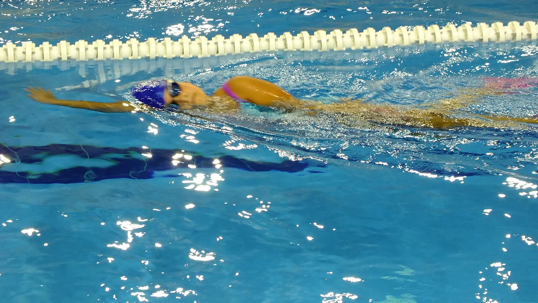 Kulvarda serbest stil yüzen sporcu